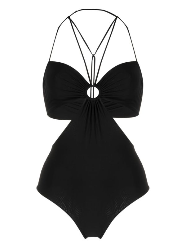 ONE-PIECE DRAPED SWIMSUIT WITH METAL RING on Sale