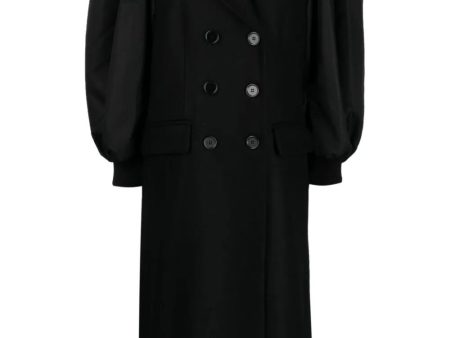 DOUBLE BREASTED COAT W  BOMBER SATIN SLEEVES For Cheap