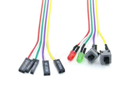 ATX PC Compute Motherboard Power Cable 2 On Off Reset LED Light R7B9 For Discount