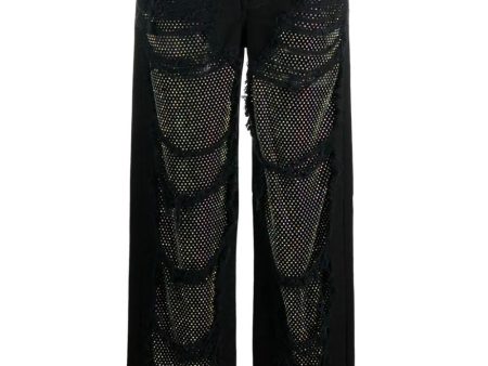 KAREN - CRYSTAL PANEL SHREDDED PANTS  Online Hot Sale