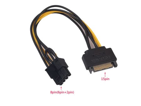 15Pin SATA Male To 8pin(6 2) PCI-E Male Video Card Power Supply Adapter Cable Online Hot Sale