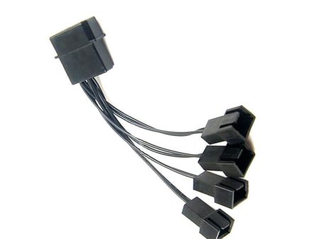 12V Molex To 4 Way 3 Pin Computer Power Multi Fan Splitter Adapter Cable BK on Sale